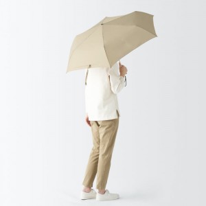 Beige Muji All-Weather Foldable Men Umbrellas | JZ9N9U37F