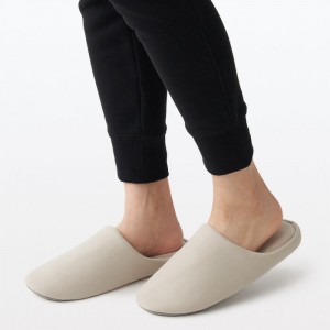 Beige Muji Cotton Plain Weave Insole Men Slippers | EQ1P5U04C