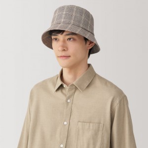 Beige Muji Flannel Men Bucket Hats | VH8H0V24Q