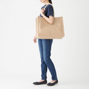 Beige Muji Jute Large/A3 Women Tote Bags | XX4X3D93D