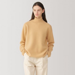 Beige Muji Labo Yak Wool Blend Turtleneck Women Sweaters | TU0Q5S99X