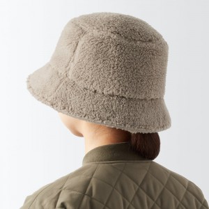 Beige Muji Recycle Polyester Boa Men Bucket Hats | NA4Q6P06D
