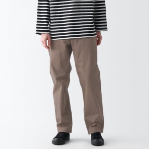 Beige Muji Slub Yarn Chino Regular Women Pants | LV4N5S40H