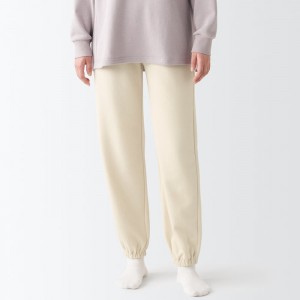 Beige Muji Stretch French Terry Hem Squeezing Women Pants | AI9D6T78F