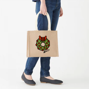 Beige Muji Wreath Jute B5 Women Tote Bags | XC9A0J61K