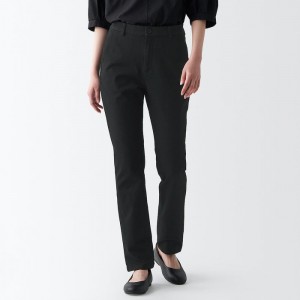 Black Muji 4-Way Stretch Chino Slim Tapered Women Jeans | OV2D1U85A