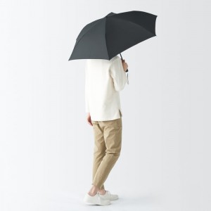 Black Muji All-Weather 2-Way Foldable Women Umbrellas | OP4S1T94Y