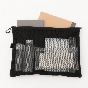 Black Muji Double Fastener Men Toiletry Bags | JE3M6L01H