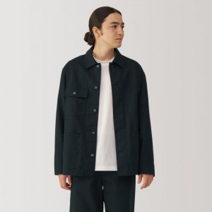 Black Muji Kapok Blend Canvas Coverall Men Jackets | TN1X6E57H
