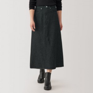 Black Muji Kapok Blend Denim A-Line Women Skirts | ZC9F8K72W