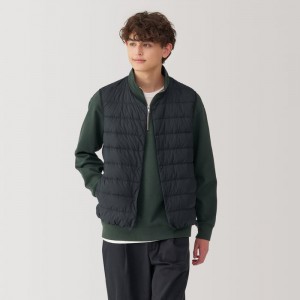 Black Muji Lightweight Down Collarless Men Vest | DX6D8G16X