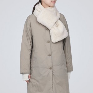 Black Muji Recycled Polyester Boa Pocketable Women Scarf | IQ2I1P06T