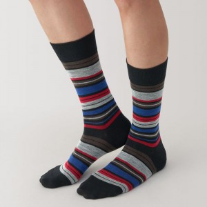 Black Muji Right Angle Lustrous Wool Mix Thin Men Socks | IK1D4I03W
