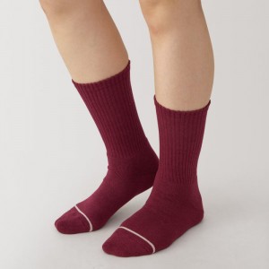 Black Muji Right Angle Warm Cotton Blend Thick Crew Men Socks | BI7H6V46P