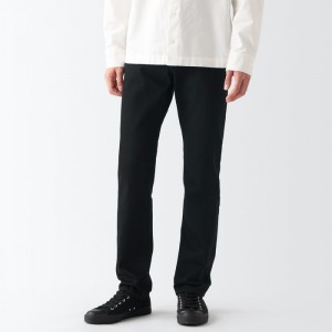 Black Muji Stretch Denim Slim Men Jeans | WD4K5O93M