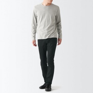 Black Muji Super Stretch Denim Skinny Men Jeans | LW1I6G23D
