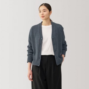 Black Muji Washable Mid-Gauge V-Neck Women Cardigan | EM6C2S93R