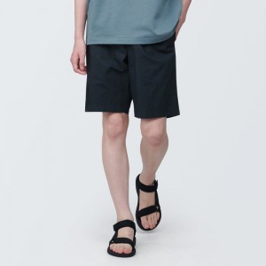 Black Muji Washed Broad Easy Men Shorts | GC9N1K23H