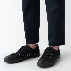 Black Muji Water Repellent Cushioned with Laces Sole Women Sneakers | BI9S7K86X