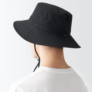 Black Muji Water Repellent Sealing Taped Safari Men Hats | VX9T7X78B