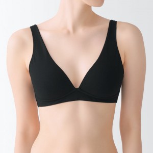 Black Muji Wireless Plunge Women Bras | IN3M1M98G