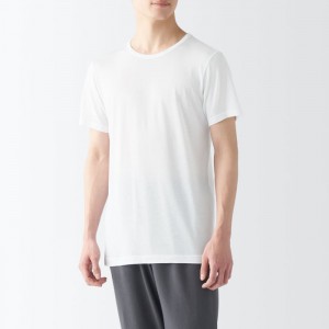 Blue Muji Cool Touch Smooth Crew Neck Short Sleeve Men T Shirts | UP5U3A29G