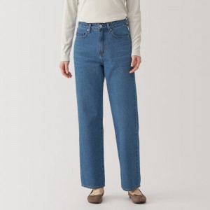 Blue Muji Kapok Blend Denim Straight Women Jeans | WC2J8T66J