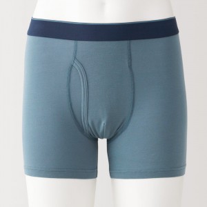 Blue Muji Lyocell Blend Front Open Boxer Men Briefs | NF8A4Q24F