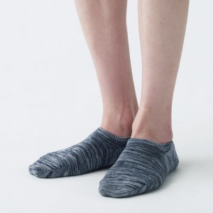 Blue Muji Right Angle Excess Yarn Sneaker Pack of 3 Men Socks | OQ5Z5M89Y
