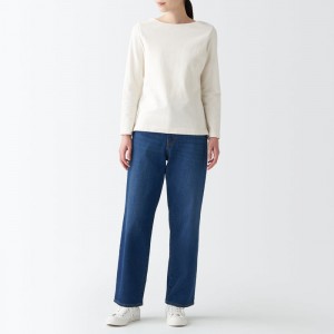 Blue Muji Stretch Denim Relaxed Wide Women Jeans | YK3E7O84Q