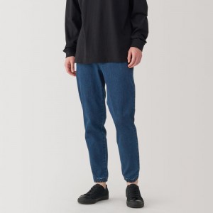 Blue Muji Super Stretchy Denim Men Sweatpants | VE8J3F15P