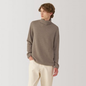 Brown Muji Labo Natural Cashmere Turtleneck Men Sweaters | GZ4G3B99L