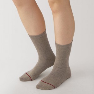 Brown Muji Right Angle Warm Cotton Blend Crew Men Socks | UJ8J7F48G