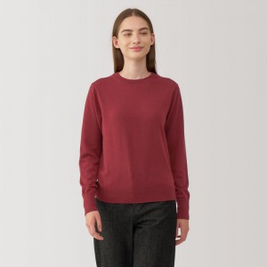 Brown Muji Washable High Gauge Wool Crew Neck Women Sweaters | NT0S0C70H
