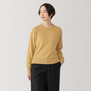 Brown Muji Washable Mid-Gauge Crew Neck Women Sweaters | AF0V2B02A