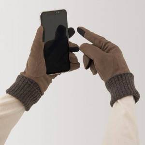 Brown Muji Water Repellent Touchscreen Men Gloves | EL8B9I23T