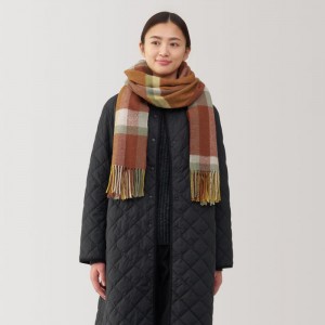 Brown Muji Wool Blanket Patterned Men Scarf | PN7U2I59Z