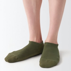 Green Muji Right Angle Pile Sneaker 23-30cm Men Socks | QQ6V9F10I