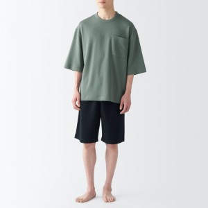 Green Muji Sweatshirt Short Sleeve Loungewear Women Pajamas | BB7A9M17K