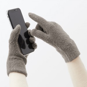 Grey Muji Boucle Touchscreen Men Gloves | OB1L2B26U