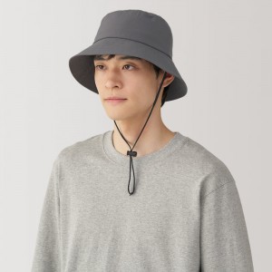 Grey Muji Breathable Foldable Men Bucket Hats | HU9A8C87Q