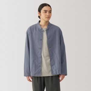 Grey Muji Flannel Shirt Men Jackets | IG9Y2L85D