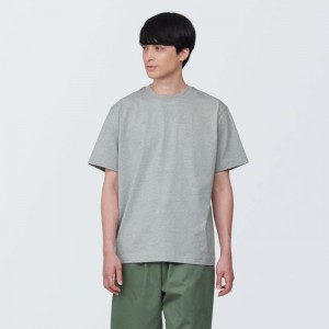 Grey Muji Jersey Crew Neck Short Sleeve Men T Shirts | YU9D1Y19G