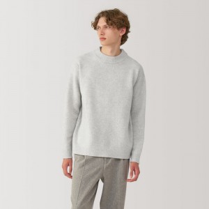 Grey Muji Labo Milled Wool Mock Neck Men Sweaters | RH6J1H16Z