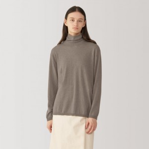 Grey Muji Labo Natural Cashmere Turtleneck Women Sweaters | MA5Y0S15L