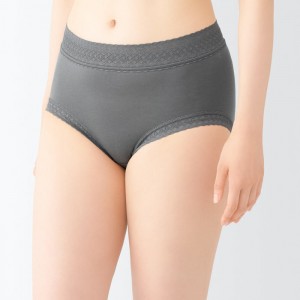 Grey Muji Lyocell High-Rise Shorts with Lace Women Briefs | HR5R7D97D
