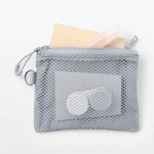 Grey Muji Polyester Two Zipper Women Card Holder | KE1D2R06X