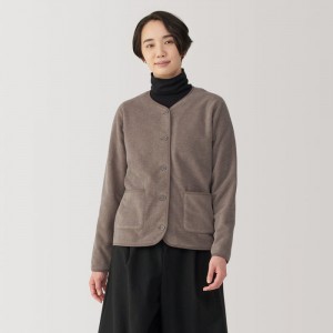 Grey Muji Recyclable Fleece Women Cardigan | PV3M0B80Q