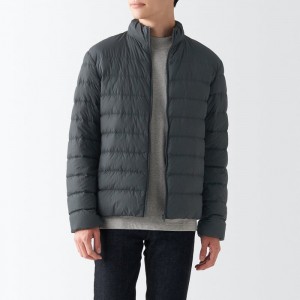 Grey Muji Recycled Nylon Lightweight Down Men Jackets | LH3B2V24I
