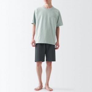 Grey Muji Short Sleeve Loungewear Men Pajamas | CW0A6O01H